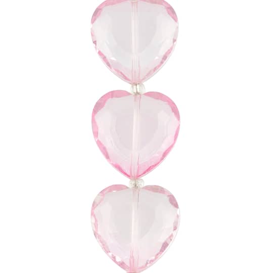 Pink Glass Heart Beads, 22mm by Bead Landing&#x2122;